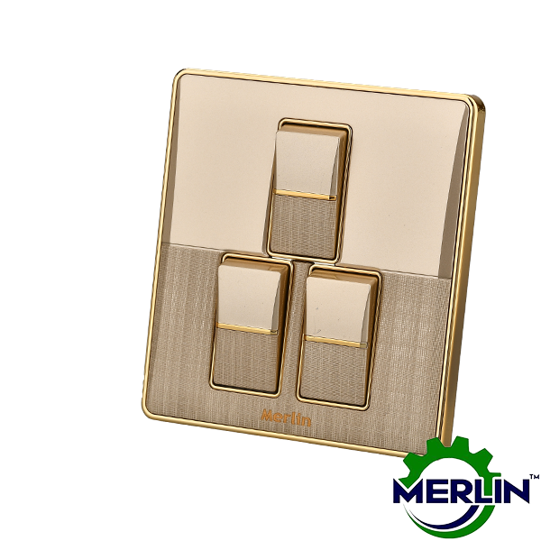 3 Gang 2 Way Switch | Elegant Gold