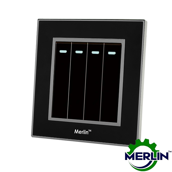 Merlin Tech LTD. | 4 Gang 1 Way Switch | Gorgeous Black