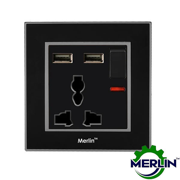 USB with 3 Pin Multi Socket | Gorgeous Black