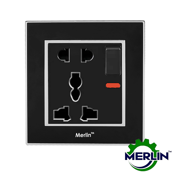 5 Pin Multi Socket with Switch | G Black