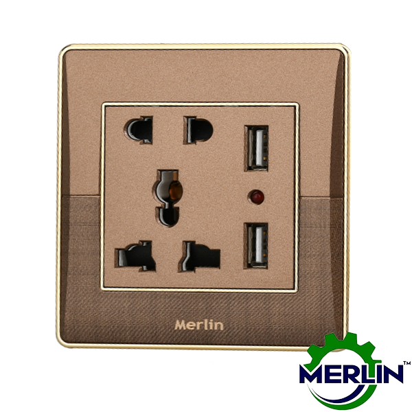 5 Pin Multi Socket with Dual USB | Elegant Coffee